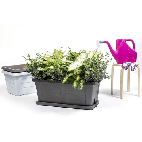 Jardinieră cu volum mare Bama Legno antracit, 60 x 30 x 25 cm