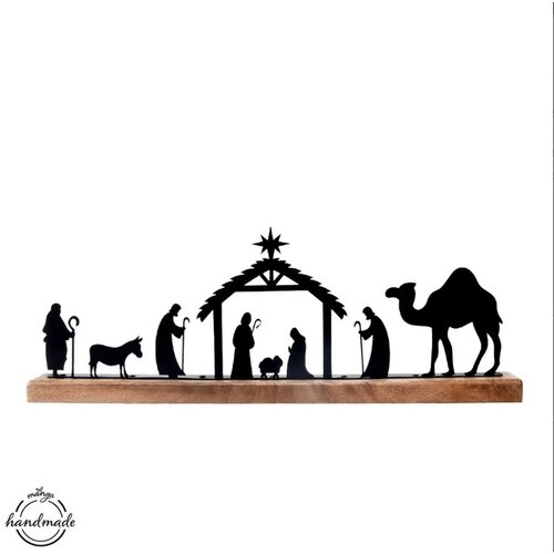 Scenă Nașterea Orion din lemn de mango și metal, 50,5 x 5 x 18 cm