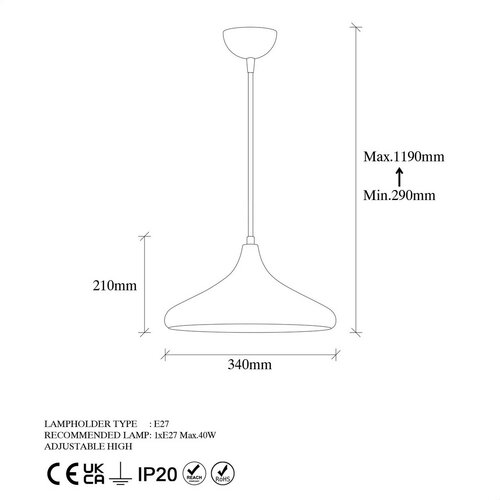 Lampa wisząca Barek - 11546, czarna/miedziana