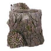 Osłonka na kwiaty, dekoracja ogrodowa Pniak z jeżami, 35 x 22 x 23 cm, MgO