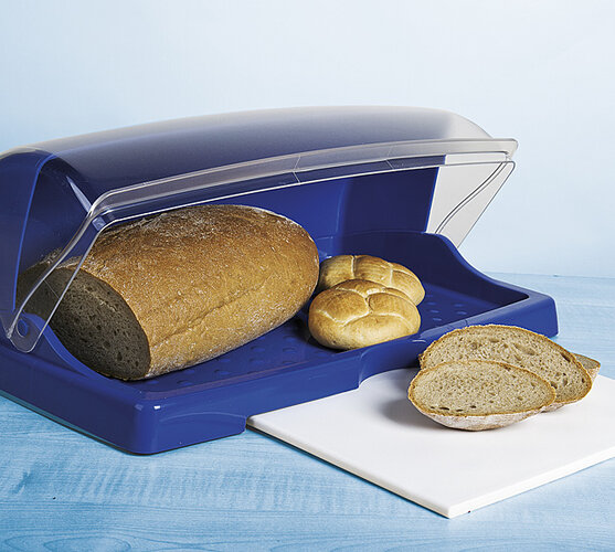 Chlebník s krájecí deskou, modrá