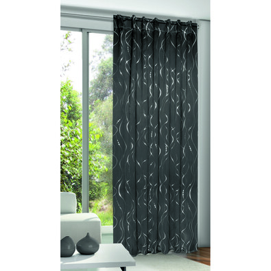 Draperie cu agăţători mascate  Albani Miguel, gri închis, 245 x 135 cm