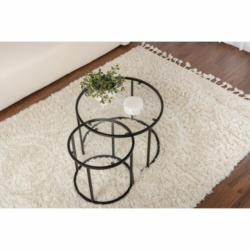 Komplet konferenčnih mizic Aurum Black 60 cm, 2kos