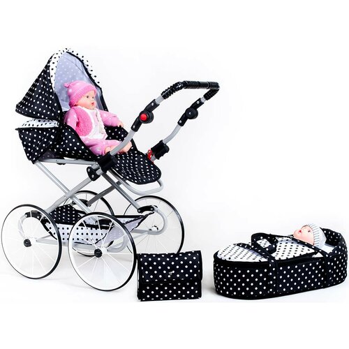 Neu Baby Puppenbuggy Natálka, schwarz und weiß