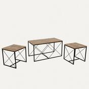 Sada konferenčních stolků Defne Black and Atlantic Pine, 3 ks