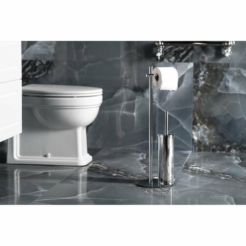 GEDY 143213 Circe állvány WC-papírtartóval ésWC-kefével, kerek, krómozott
