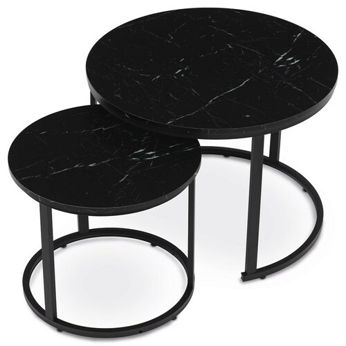 Beistelltisch-Set, schwarzer Marmor, 2 Stück