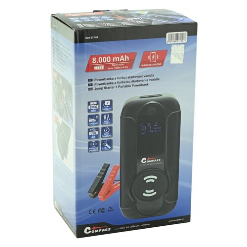 Compass Powerbanka s funkcí JUMP STARTER 8.000mAh1000A s Qi bezdrátovým nabíjením