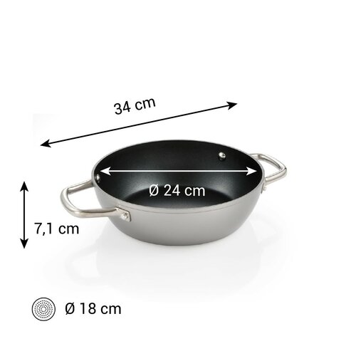 Tescoma GrandCHEF+ mély serpenyő, 24 cm átmérőjű,2 fogantyúval