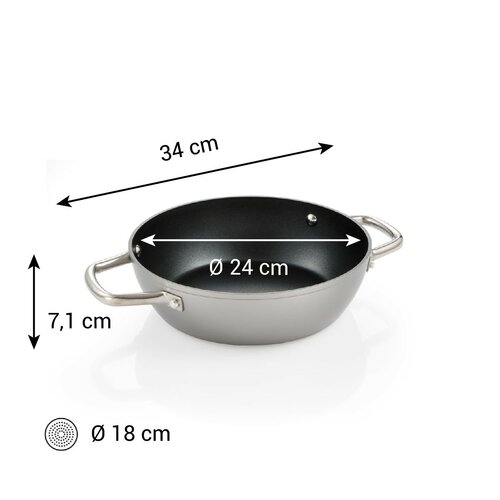 Tescoma GrandCHEF+ mélytányér 24 cm átmérőjű, 2fogantyúval rendelkező serpenyő