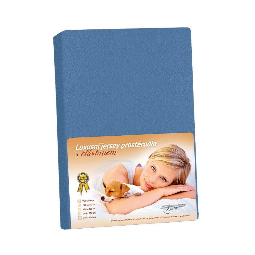 Jersey prestieradlo s elastanom tmavomodrá, 140 x 200 cm
