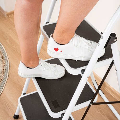4Home Klappbare Trittleiter aus Stahl Steps, 3 Stufen