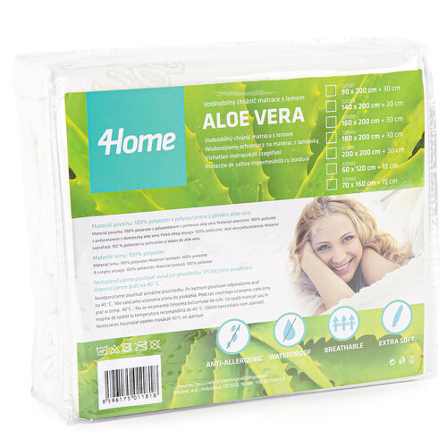 4Home Aloe Vera körgumis vízhatlan matracvédő, 90 x 200 cm + 30 cm