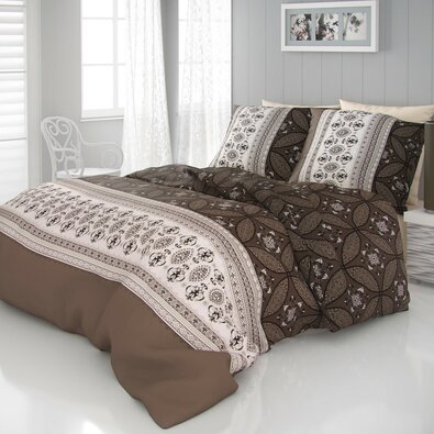 Lenjerie de pat Kvalitex Ivore, din satin, maro, 200 x 200 cm, 2 buc. 70 x 90 cm