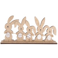 Drevená dekorácia Veľkonočné zajačiky hnedá, 22 x 10,5 x 3,5 cm