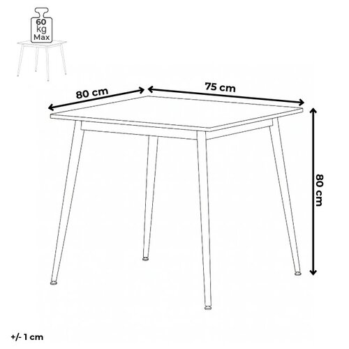Esstisch 80 x 80 cm, Keramik und Marmor, weiß