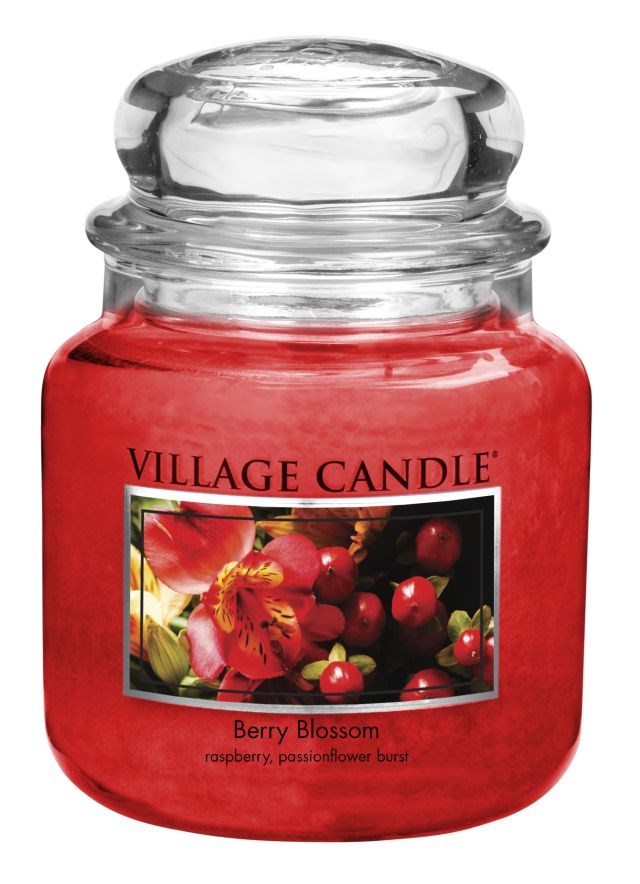 Village Candle Vonná sviečka v skle, Červené kvety - Berry Blossom, 16oz, 397 g