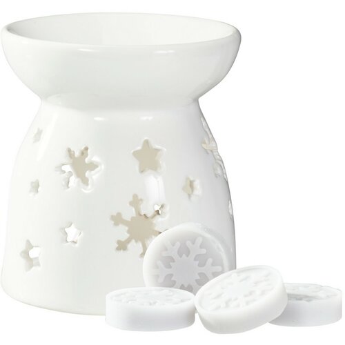 Aromatični set Winter Dream, dišava Winter Garden,aromatična svetilka + 4 voski za taljenje, bela