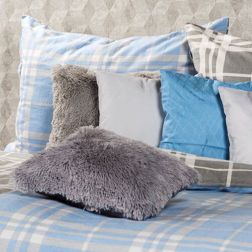 4Home Фланелева постільна білизна Синя клітинка, 160 x 200 см, 70 x 80 см