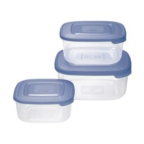Set de recipiente de plastic Tontarelli pentrualimente 3 buc, pătrat, albastru