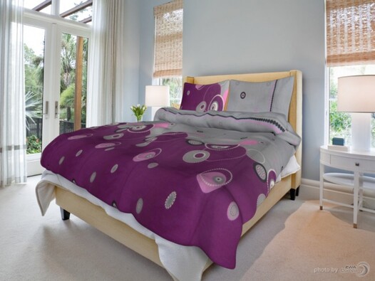 Bavlnené obliečky Perličky fialové, 140 x 200 cm, 70 x 90 cm