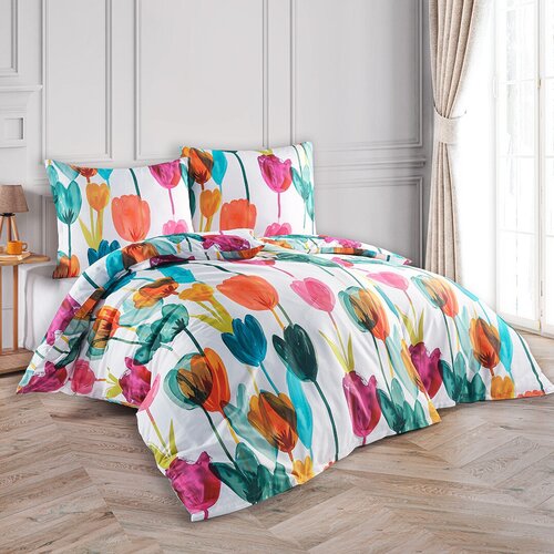 BedTex Lenjerie de pat din satin Tulipi, 140 x 200 cm, 70 x 90 cm