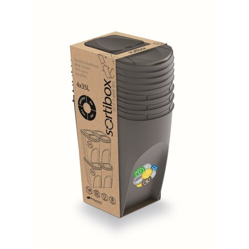 Kosz za sortirane odpadke Sortibox 35 l, 4 kos,siv