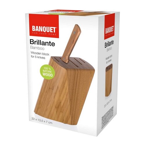 Suport din lemn Banquet Brillante, pentru 5 cuțite, 22 x 13,5 x 7 cm