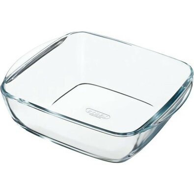 Pyrex Vas de sticlă pentru cuptor, pătrat, 2,2 l,25 x 22 x 7 cm