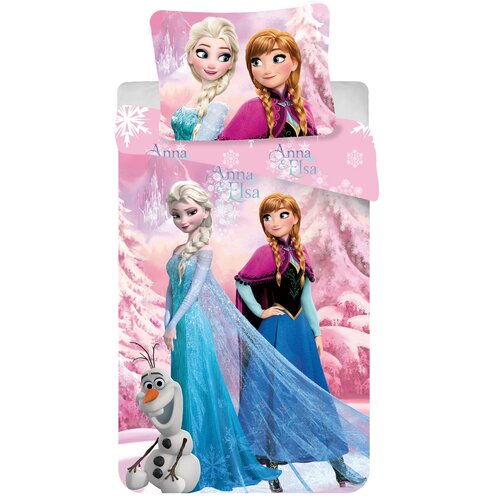 Lenjerie de pat pentru copii Regatul de gheață  Frozen roz 2016, 140 x 200 cm, 70 x 90 cm
