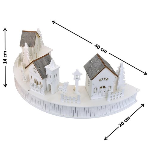 Lesnata LED-dekorativni element Vesnička skostelíkom, 40 x 14 x 20 cm, polkrog