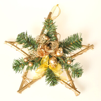 Dekorativní hvězda Poinsettia, zlatá, v. 30 cm