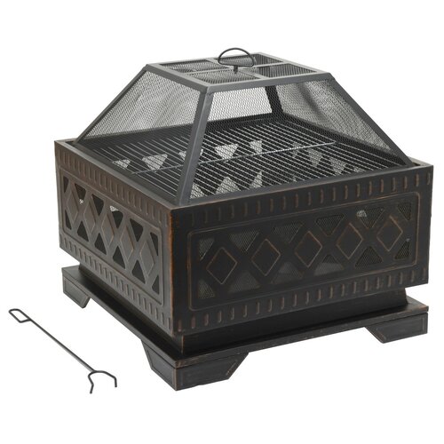 Cattara 13009 Feuerstelle mit Deckel Square, 63,5 x 63,5 x 62 cm