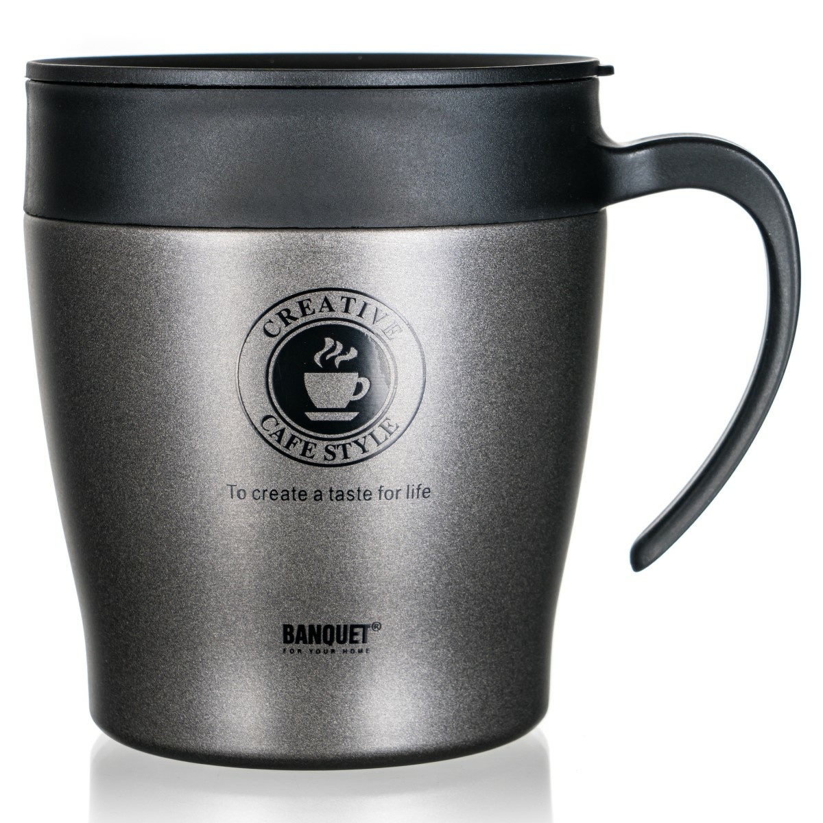 Banquet Termohrnček cestovný TAZZA 330 ml, antracit