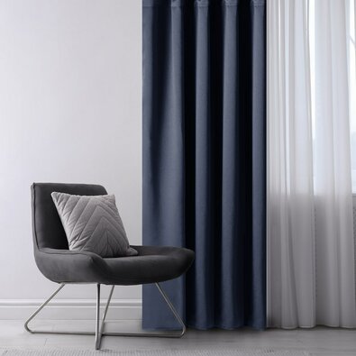 Restilo Blackout Oxford Pleat függöny, indigó, 140 x 245 cm