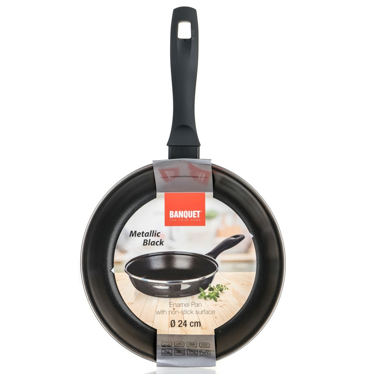 Banquet Pánev smaltovaná METALLIC Black 24 cm, s nepřilnavým povrchem, 24 cm - thumb (5)