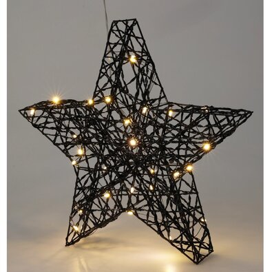 Stea de Crăciun Blackwire LED negru, 30 x 30 cm