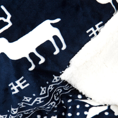Pătură din imitaţie lână Ren, albastru, 150x200 cm