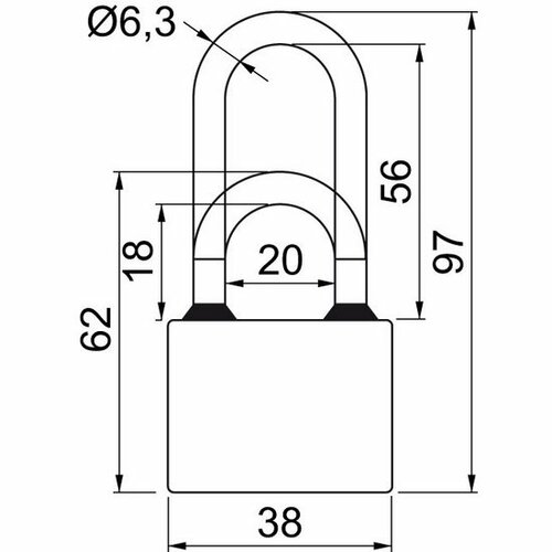 Satz mit 3 Vorhängeschlössern für gemeinsamenVerschluss - "SU" RV.OVAL.38.SET3