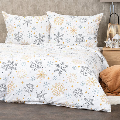 4Home Flanell-Bettwäsche Frosty snowflakes, 140 x 200 cm, 70 x 90 cm