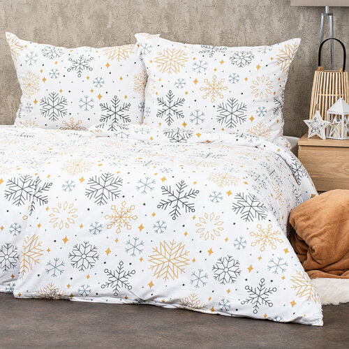 4Home Flanelno posteljnino Frosty snowflakes, 140x 200 cm, 70 x 90 cm