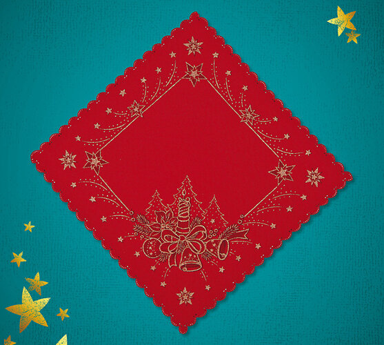 Vianočný obrus s potlačou, červená, 35 x 35 cm