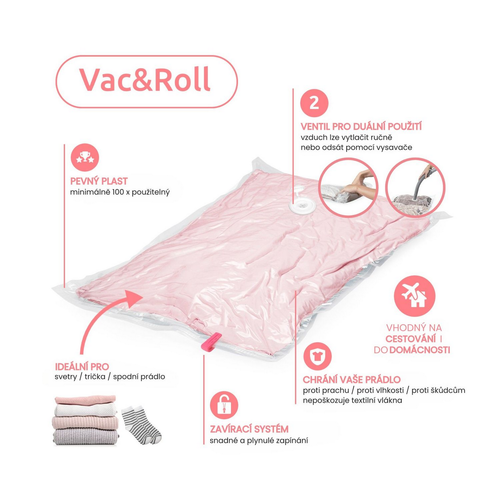 Compactor Sada cestovních vakuových pytlů Jet Roll Bags L 50 l, 55 x 70 cm, 4 ks