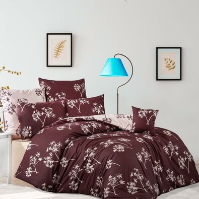 Lenjerie de pat din bumbac Idil,, roșu burgund, 220 x 200 cm, 2 buc. 70 x 90 cm
