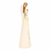 Dekorációs figura virágos angyal, sárga, 9 x 6 x21, polirezín