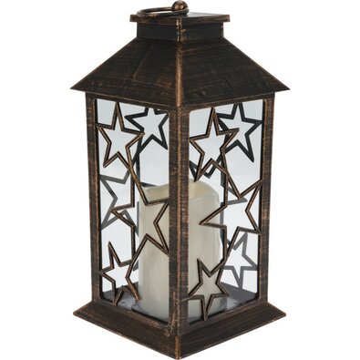 Felinar cu lumânare LED Trifle Star negru, 14 x 28 cm