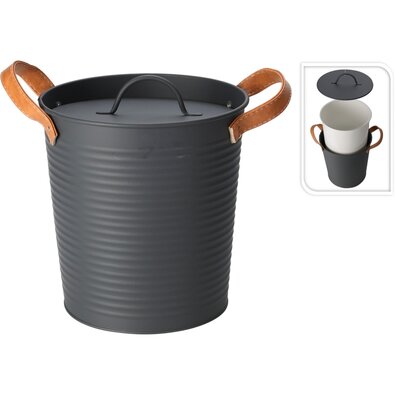 Kovový kbelík na led s víkem, črna