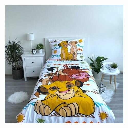 Lenjerie de pat din bumbac Jerry Fabrics Lion King Africa, 140 x 200 cm, 70 x 90 cm