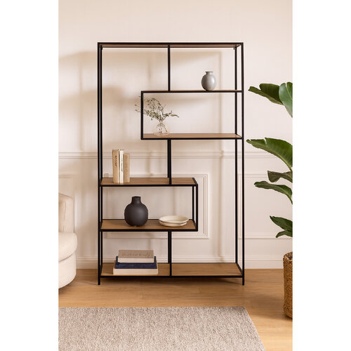 Kovový regál LOFTY GRID Classic Oak, 185 x 114 cm