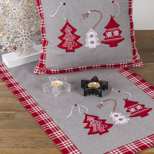 Božični tekač Božično drevo sivo, 40 x 90 cm